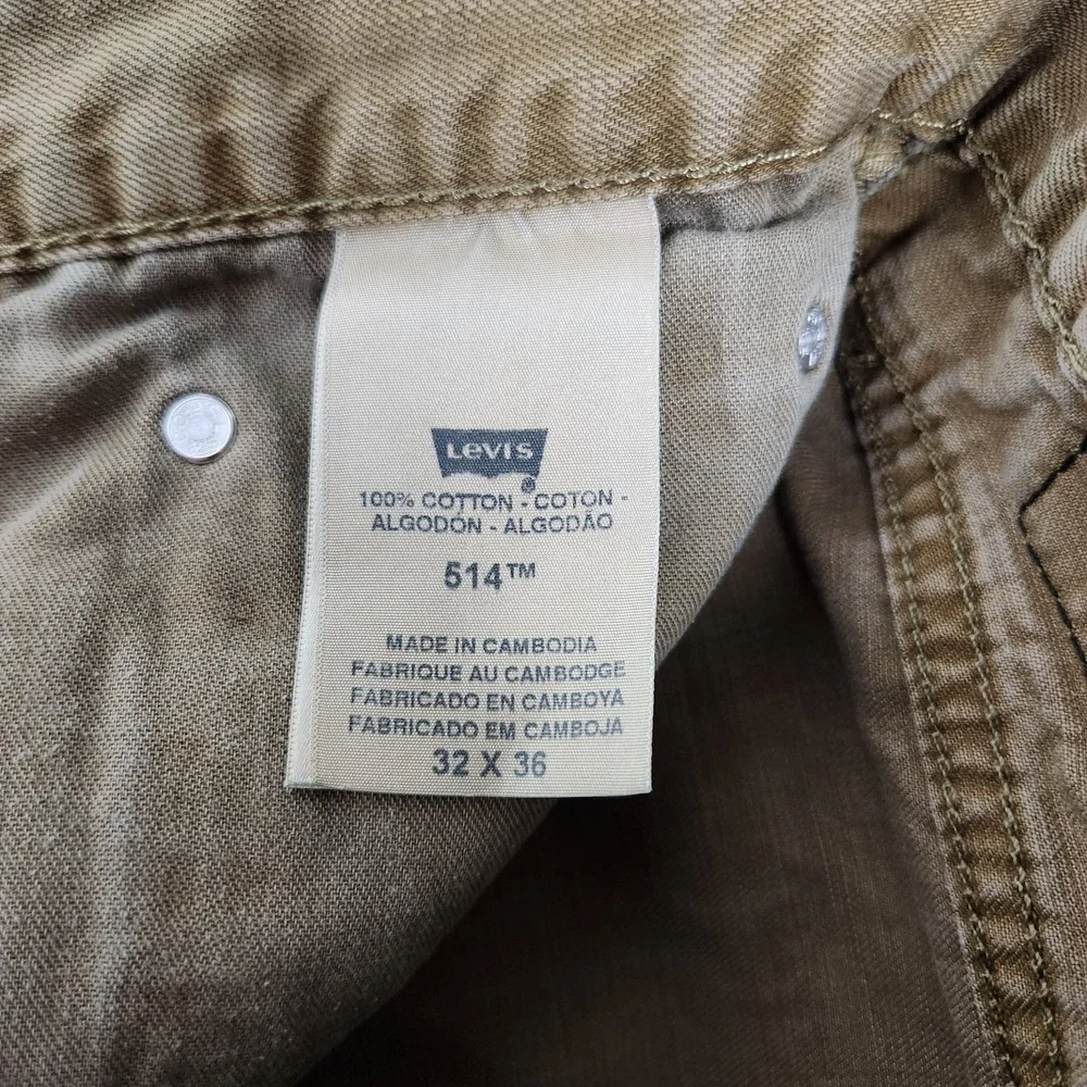 Levis 514 Straight Leg Jeans Men 31x35 Beige Khaki Denim Utility White Tab